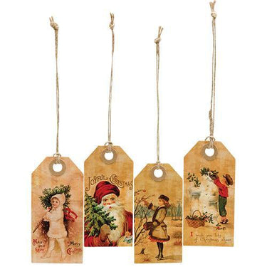 4 Set Vintage Joyful Christmas Tags - The Fox Decor